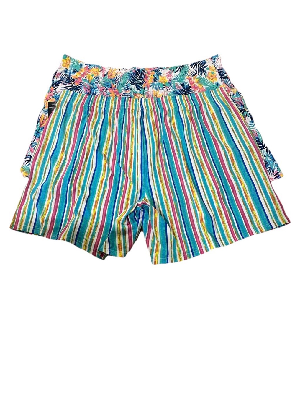 Woman Within Sz 5XL (38/40) 2 Pack Striped/Tropical Print Shorts Beach Wear